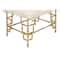 23" Gold & White Iron & Fabric Contemporary Stool